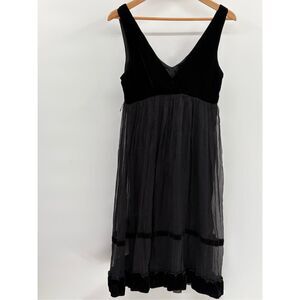 Ruth Dress Silk Women 6 Black Velvet Whimsy Goth Fairy Witchy Sheer Skirt‎ Tank